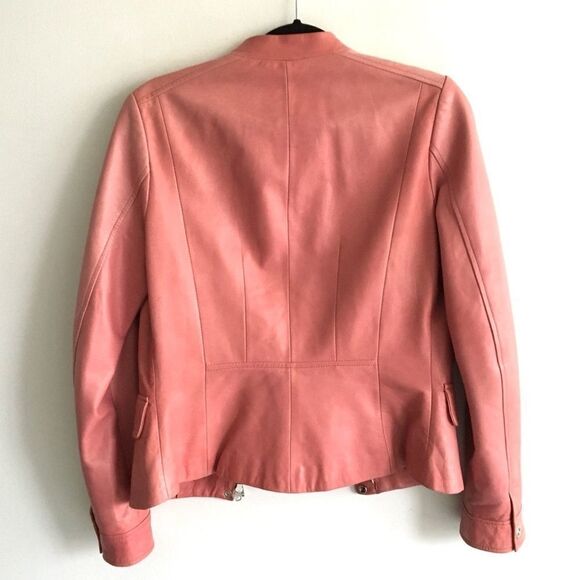 DANIER Leather Moto Biker Jacket Pink XS - Picture 5 of 16